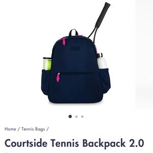 Ame and Lulu Navy Tennis Backpack with Pink Accents